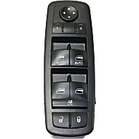 Front, Driver Side Window Switch, Black, 10-Button, For Models With Auto Down Windows, 9-Prong and 3-Prong Blade Male Terminals, 2 Female Connectors