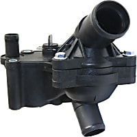Thermostat Housing - Black, Plastic, Direct Fit, Upper and lower assembly, Sold Individually
