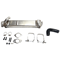 EGR Cooler, 8 Cylinder, 6.4L Engine, Horizontally Mounted, Upgraded EGR Cooler Kit with 304 Stainless Steel Housing and 12 Internal Tubes, includes Gaskets and Mounting Hardware	