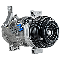 A/C Compressor, with Clutch, 4-Groove Pulley, 4.33 in. Diameter Clutch, Two Bolts to mount the Hoses
