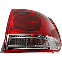 Passenger Side, Outer Tail Light, With bulb(s), Halogen, Clear and Red Lens