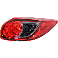 Passenger Side, Outer Tail Light, with Bulb, Halogen, Clear and Red Lens
