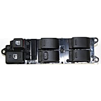 Front, Driver Side Window Switch, Black, 6 Buttons