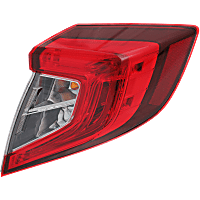 Passenger Side, Outer Tail Light, With bulb(s), Halogen, Clear and Red Lens, Sedan