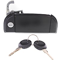 Front, Passenger Side Exterior Door Handle, Smooth Black, With Key Hole, With Key Set
