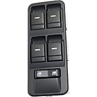 Front, Driver Side Window Switch, Black, 6-Button