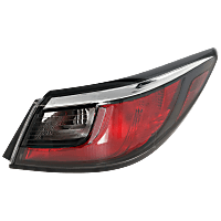 Passenger Side, Outer Tail Light, with Bulb, Halogen, Clear and Red Lens