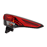 Passenger Side, Outer Tail Light, with Bulb, LED, Clear and Red Lens