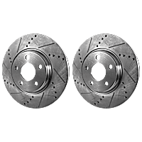 Front Brake Discs, Cross-Drilled and Slotted, Vented, 5 Lugs