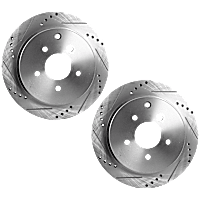 Rear Brake Discs, Cross-Drilled and Slotted, Solid, 5 Lugs
