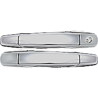 Front, Driver and Passenger Side Chrome Exterior Door Handle, Front Driver Side - With Key Hole; Rear Driver Side - Without Key Hole
