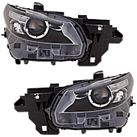 Driver and Passenger Side Headlights, with Bulbs, LED, For Models without Adaptive Headlights, CAPA Certified