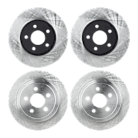 Front and Rear Brake Disc, 4-Wheel Set, Plain Surface, Vented - Front; Solid - Rear, 5 Lugs, Pro-Line Series