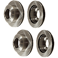 Front and Rear Brake Disc, 4-Wheel Set, Plain Surface, Solid, 10 Lugs, Pro-Line Series