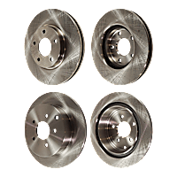 Front and Rear, Driver and Passenger Side Brake Disc, Plain Surface, Vented - Front; Solid - Rear, 5 Lugs, 3.5L, 6Cyl, Pro-Line Series