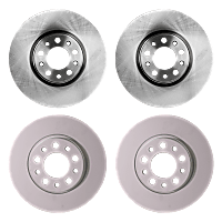 Front and Rear Brake Disc, 4-Wheel Set, Plain Surface, Vented - Front; Solid - Rear, 5 Lugs, Pro-Line Series
