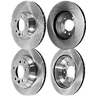 Front and Rear Brake Discs, 4-Wheel Set, Plain Surface, Vented, 5 Lugs, 13.78 in. Front/12.99 in. Rear Disc Diameter, Cast Iron, Pro-Line Series