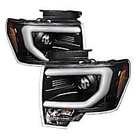 5077646 Driver and Passenger Side HID/Xenon Headlight, With bulb(s) - Clear Lens Black Interior, Projector, C-Bar Halo