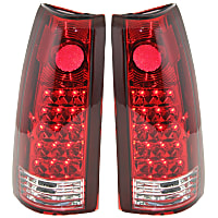 Driver and Passenger Side Tail Light, Without bulb(s), LED, Clear and Red Lens