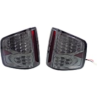 Driver and Passenger Side Tail Light, Without bulb(s), LED, Smoked Lens, Chrome Interior