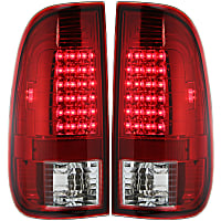 Driver and Passenger Side Tail Light, Without bulb(s), LED, Clear and Red Lens