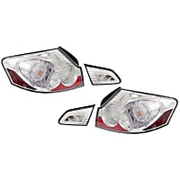 Driver and Passenger Side Tail Light, With bulb(s), Halogen, Clear Lens, Chrome Interior, Sedan