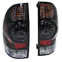 Driver and Passenger Side Tail Light, With bulb(s), LED, Clear Lens, Black Interior