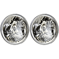 Driver and Passenger Side Headlights, with Bulbs, Halogen, 5 in. Round Conversion Headlights, H5001 Type Upgrade