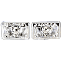 Driver and Passenger Side Headlights, with Bulbs, Halogen, 4 x 6 in. Round Conversion Headlights, H4651 Type Upgrade