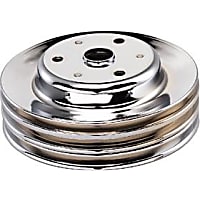 9608 Crankshaft Pulley - Chrome, Steel, Triple groove, Direct Fit, Sold individually
