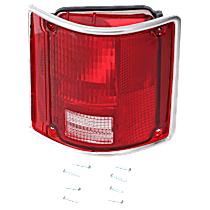 Passenger Side Tail Light, without Bulb, Halogen, Clear and Red Lens, With Chrome Trim