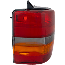 Driver Side Tail Light, without Bulb, Halogen, Amber, Clear and Red Lens