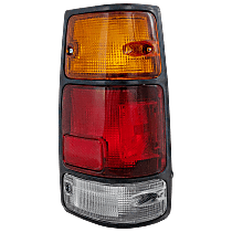 Passenger Side Tail Light, With bulb(s), Halogen, Amber, Clear and Red Lens, With Black Trim