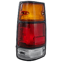 Driver Side Tail Light, With bulb(s), Halogen, Amber, Clear and Red Lens, With Black Trim