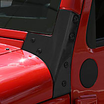 11209.03 Windshield Hinges - Black Powdercoated, Steel, Direct Fit, Set of 2