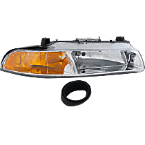 Passenger Side Headlight, With bulb(s), Halogen, Clear Lens, With Improved Pattern Beam