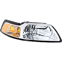 Passenger Side Headlight, with Bulb, Halogen, Clear Lens, Chrome Interior, without Turn Signal Bulb