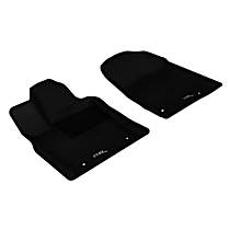 Front Row Molded Floor Liner, enginedesignationname: EZH, Eng. VIN: T, FI, Naturally Aspirated, GAS, For Vehicles w/Dual Posts On Passenger Side, Black, Made of Rubber, KAGU All-Weather Custom Fit Series
