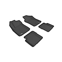 Front and Second Row Molded Floor Liner, enginedesignationname: EAM, Eng. VIN: H, FI, Turbocharged, GAS, Not Fit 500e; Not Fit Abarth, Black, Made of Rubberized/Thermoplastic, KAGU Series