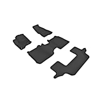Front, Second and Third Row Molded Floor Liner, Eng. VIN: C, FI, Naturally Aspirated, GAS, For Vehicles w/7 Seats Only; For Vehicles w/Dual Retention Posts Only; For Vehicles w/o Center Console In Second Row, Black