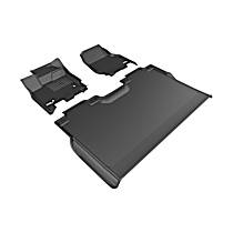 Front and Rear Molded Floor Liner, Crew Cab Pickup, Not Fit 4X4 Manual Floor Shifter, Black, Made of Rubber, MAXpider KAGU Series