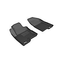 Front Row Molded Floor Liner, Eng. VIN: W, FI, Naturally Aspirated, GAS, w/o Eyelet On Passenger Side, Black, Made of Rubberized/Thermoplastic, KAGU Series