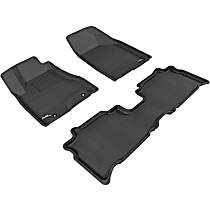 Front and Second Row Molded Floor Liner, Black, Made of Rubberized/Thermoplastic, KAGU All-Weather Custom Fit Series