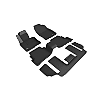 L1MZ07401509 Front, Second and Third Row KAGU Series Molded Floor Liner, Black Made of Rubberized/Thermoplastic