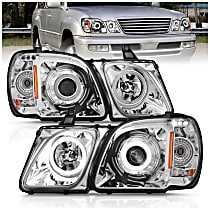 Driver and Passenger Side Halogen Headlight, With bulb(s), Ccfl; Does Not Fit Models With Factory Hid Bulbs, Clear Lens, Chrome Interior, Halo Projector Series