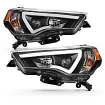 111416 Driver and Passenger Side Halogen Headlight, With bulb(s), Clear Lens, Black Interior, Projector Series