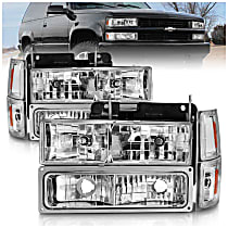 111506 Driver and Passenger Side Halogen Headlight, With bulb(s), Clear Lens, Chrome Interior, Crystal Series