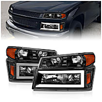 111558 Driver and Passenger Side Halogen Headlight, With bulb(s), Clear Lens, Black Interior, Projector Series