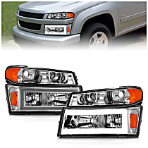 111559 Driver and Passenger Side Halogen Headlight, With bulb(s), Clear Lens, Chrome Interior, Crystal Series