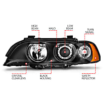 121017 Driver and Passenger Side Halogen Headlight, With bulb(s)
